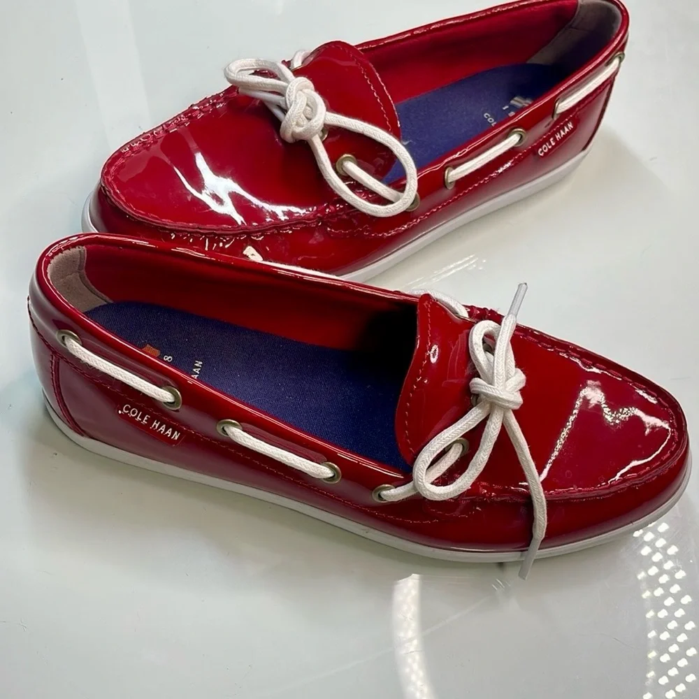 Cole Haan Red‎ and White Moccasins with Classic Stitching